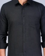 Black Colour Full Sleeve Men Formal Shirt - Image 2