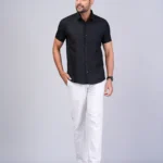 Black Colour Half Sleeve Men Formal Shirt