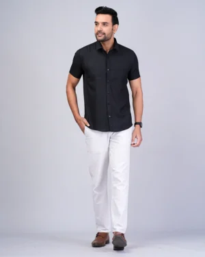 Black Colour Half Sleeve Men Formal Shirt