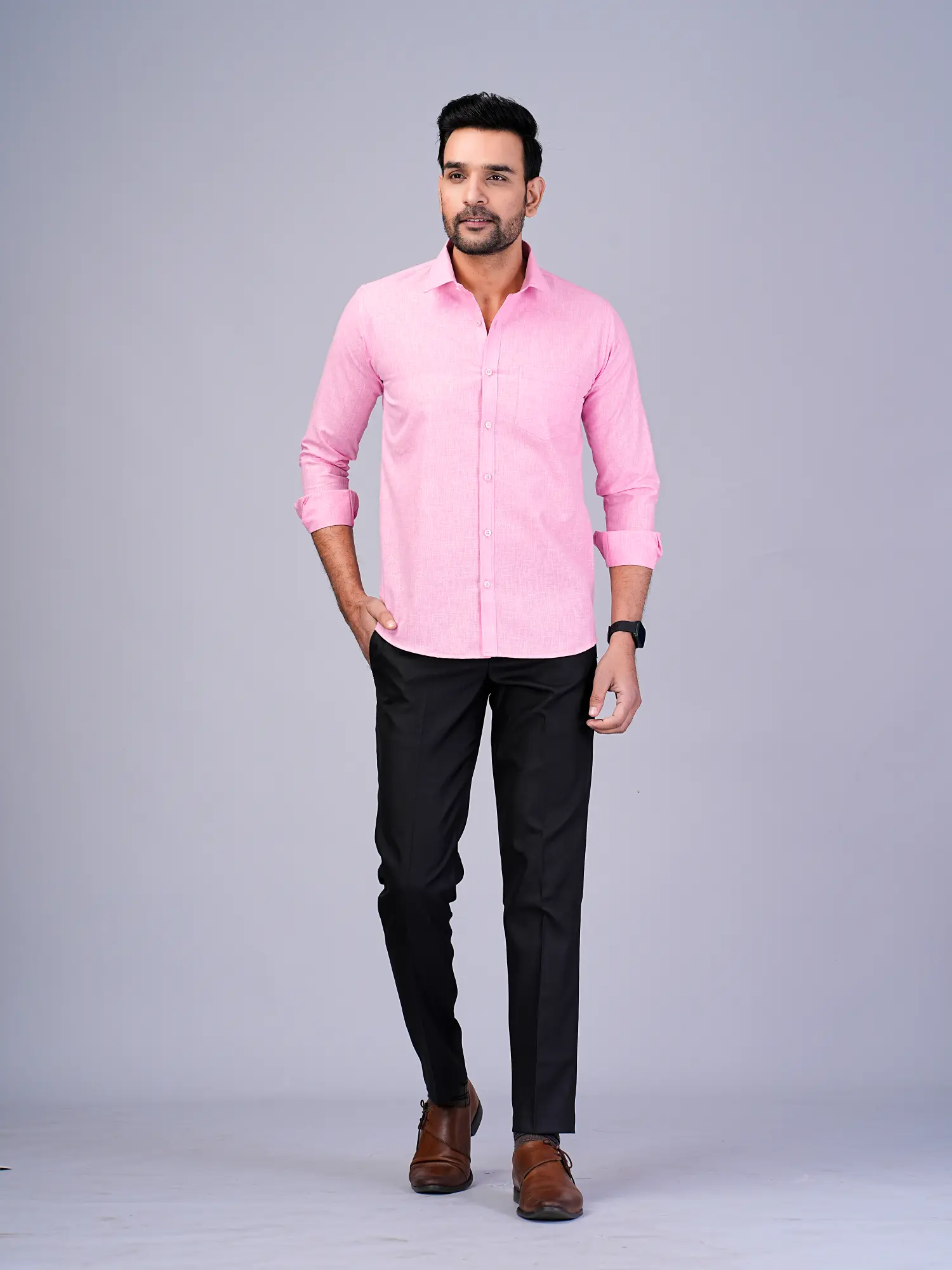 Blacklilly Light Pink Formal Shirt For Men-2 Blacklilly Light Pink Formal Shirt For Men-2