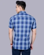 Blue Colour Half Sleeve Men Check Shirt - Image 2