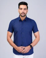 Blue Colour Half Sleeve Men Formal Shirt - Image 4