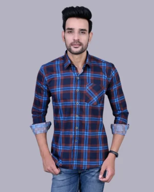 Brown Colour Full Sleeve Men Check Shirt