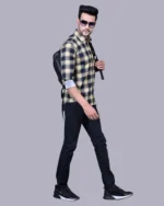 Cream Full Sleeve Men Check Shirts Blacklilly