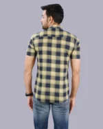 Cream Half Sleeve Men Check Shirt Blacklilly - Image 4