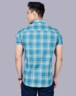 Green Colour Half Sleeve Men Check Shirt - Image 2