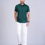 Green Colour Half Sleeve Men Formal Shirt