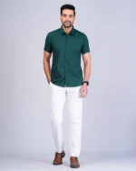 Green Colour Half Sleeve Men Formal Shirt