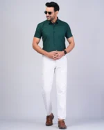 Green Colour Half Sleeve Men Formal Shirt - Image 4