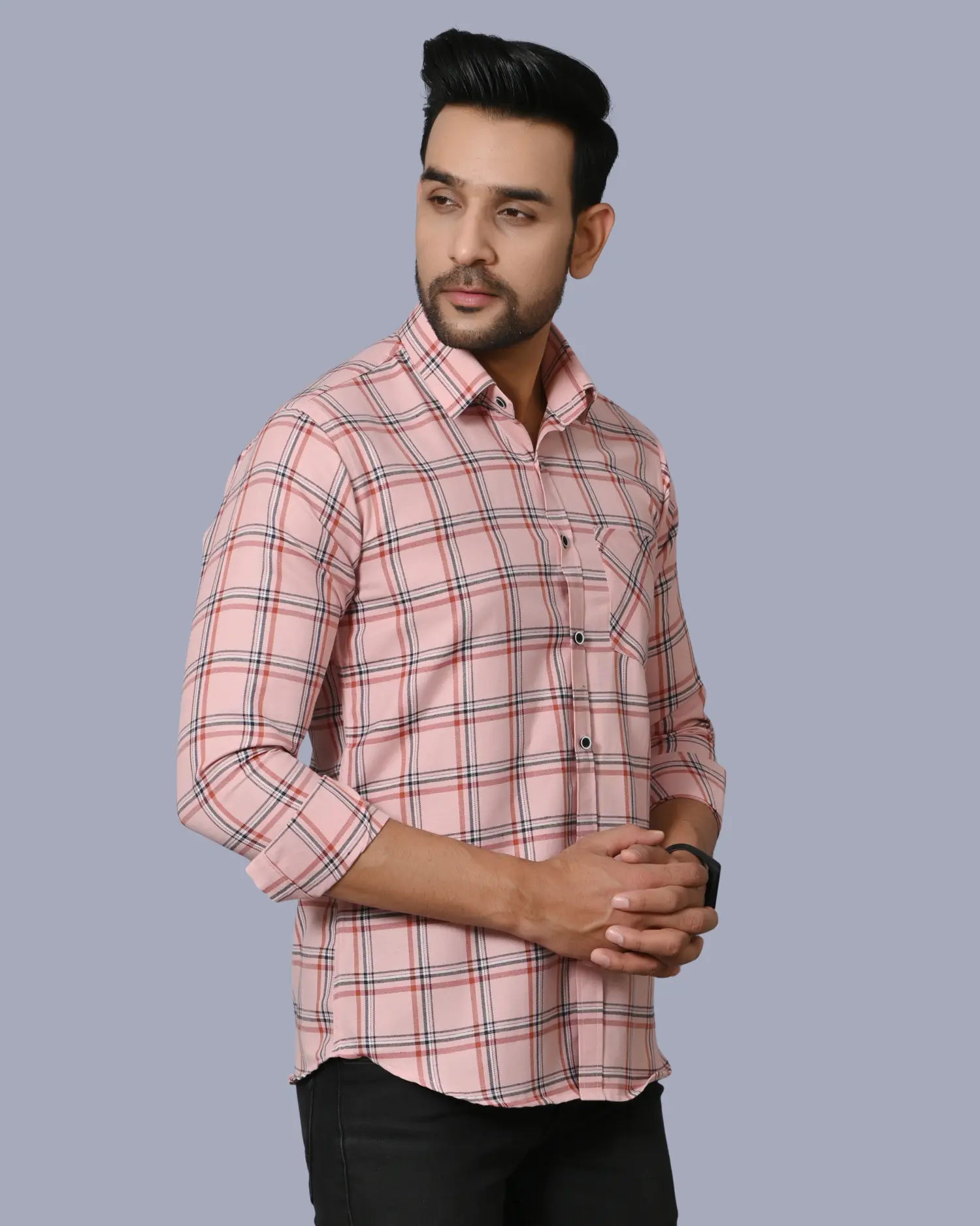 Grey Colour Full Sleeve Men Check Shirt Grey Colour Full Sleeve Men Check Shirt