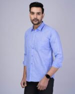Men Light Blue Cotton Formal Shirt - Image 2
