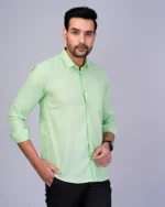 Light Green Colour Full Sleeve Men Formal Shirt - Image 3