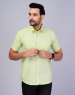 Light Green Half Sleeve Men Shirts - Image 7