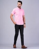 Light Pink Half Sleeve Men Shirts