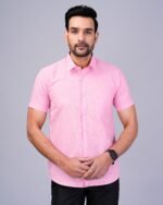 Light Pink Half Sleeve Men Shirts
