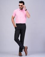 Light Pink Half Sleeve Men Shirts - Image 3