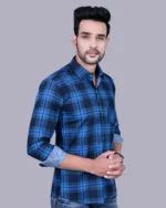 Navy Blue Colour Full Sleeve Men Check Shirt - Image 4