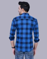 Navy Blue Colour Full Sleeve Men Check Shirt - Image 3