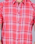 Pink Colour Half Sleeve Men Check Shirt - Image 2