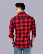 Red Full Sleeve Men Check Shirt Blacklilly - Image 3