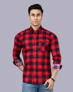 Red Full Sleeve Men Check Shirt Blacklilly - Image 4