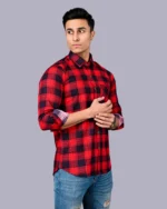 Red Full Sleeve Men Check Shirts Blacklilly-4