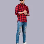 Red Full Sleeve Men Check Shirts Blacklilly-4