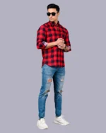 Red Full Sleeve Men Check Shirts Blacklilly-4