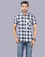 White Colour Half Sleeve Men Check Shirt - Image 5