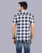 White Colour Half Sleeve Men Check Shirt - Image 3