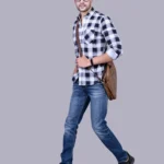 White Full Sleeve Men Check Shirts Blacklilly