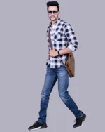 White Full Sleeve Men Check Shirts Blacklilly