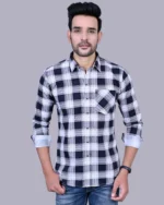 White Full Sleeve Men Check Shirts Blacklilly - Image 5