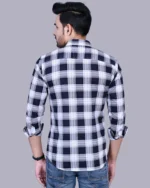 White Full Sleeve Men Check Shirts Blacklilly