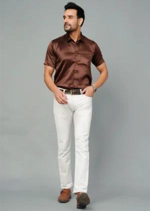 Brown Colour Half Sleeve Men Formal Shirt (5)
