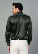 Dark Green Colour Full Sleeve Men Formal Shirt - Image 3