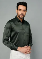 Dark Green Colour Full Sleeve Men Formal Shirt - Image 4
