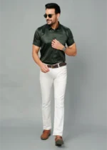 Dark Green Colour Half Sleeve Men Party Wear (2)