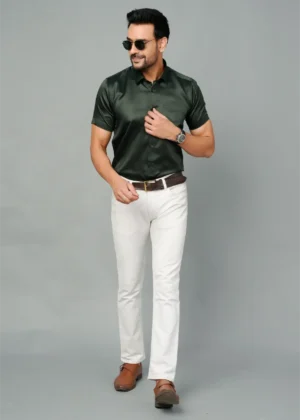 Dark Green Colour Half Sleeve Men Party Wear (2)