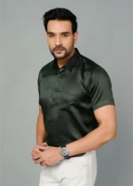 Dark Green Colour Half Sleeve Men Party Wear - Image 4