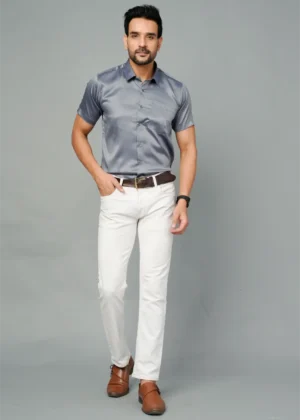 Grey Colour Half Sleeve Men Party Wear