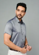 Grey Colour Half Sleeve Men Party Wear - Image 4