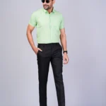 Light Green Colour Half Sleeve Men Formal Shirt