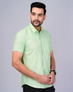 Light Green Colour Half Sleeve Men Formal Shirt - Image 4