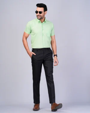 Light Green Colour Half Sleeve Men Formal Shirt