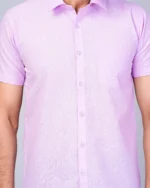 Light Purple Colour Half Sleeve Men Formal Shirt - Image 2