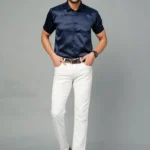 Navy Blue Colour Half Sleeve Men Party Wear (1)
