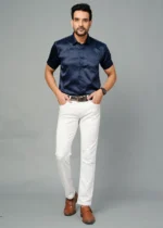 Navy Blue Colour Half Sleeve Men Party Wear (1)