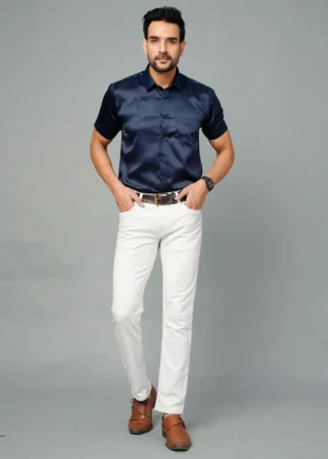 Navy Blue Colour Half Sleeve Men Party Wear (1)