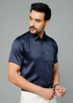 Navy Blue Colour Half Sleeve Men Party Wear - Image 4
